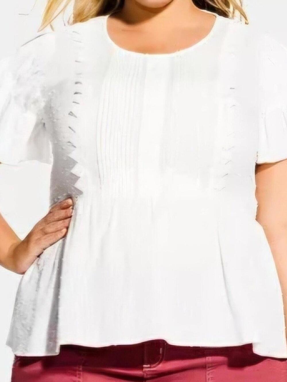 City Chic Large 20W $79 Summer Delight White Lace Embroidered Boho Top Summer